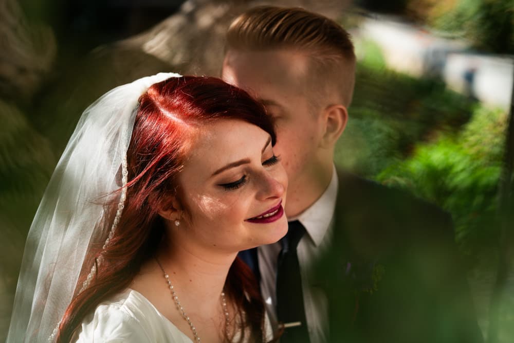 Couple laughing during engagement session