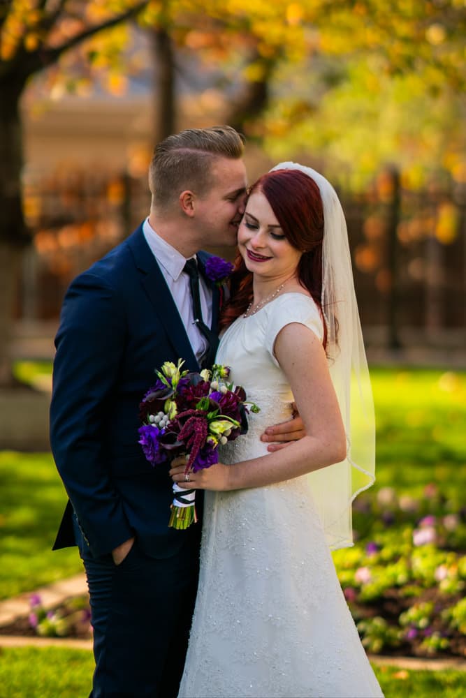 Veil catching the light beside greenery